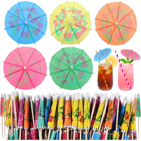 VigorousTrade 50 Pcs Cocktail Umbrellas,4" Mini Paper Drink Umbrellas Toothpicks,Colorful Tropical Luau Party Decorations,Disposable Bar Garnish Picks,Colorful Paper Toothpicks for Party Decorations