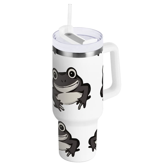 Ryvnso 40 oz Tumbler with Handle and Straw Vintage Frogs Cartoon Insulated Stainless Steel Travel Mug with Lid