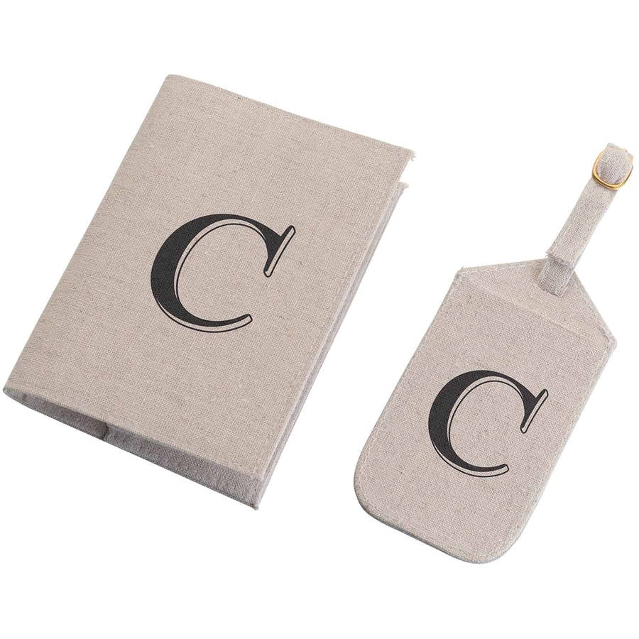 lillian rose tan monogram luggage tag passport cover set walmart com monogram luggage tags