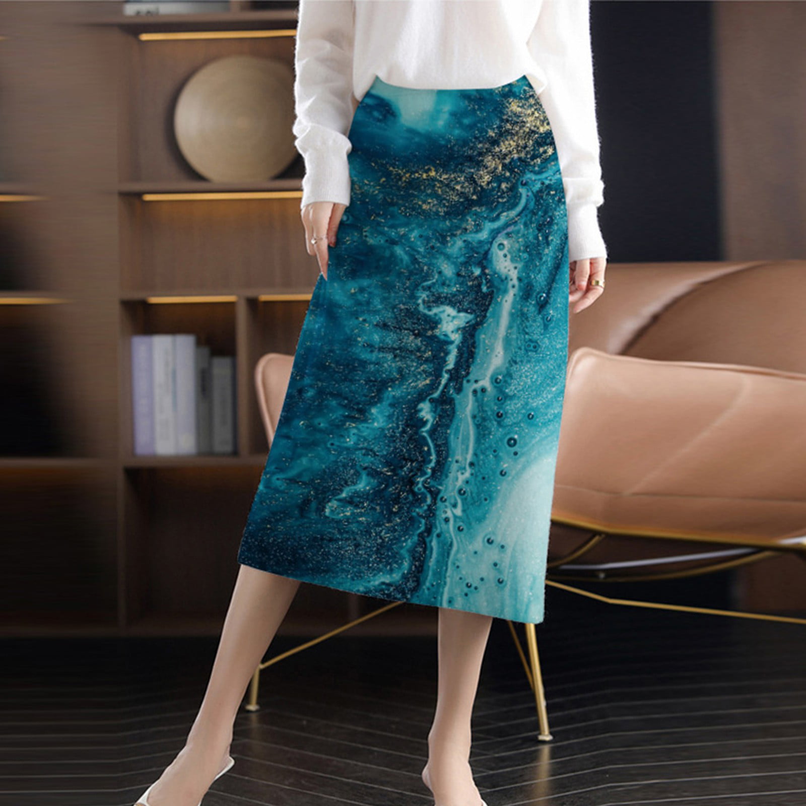 Aayomet Maxi Skirts For Women Side Slit High Waist Stretch Ponte Knit Mid  Calf Long Pencil Skirt,E M - Walmart.com