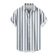 thumbnail image 3 of uublik Mens Short Sleeve Button Down Shirts Short Sleeve Button-Up Striped Dress Shirts Summer Beach Shirt Blue L, 3 of 5