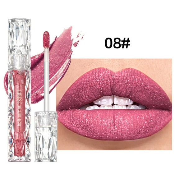 Liquid Lip Gloss, Long Lasting Lip Gloss, Non Stick Moisturizing Lip Gloss Makeup for Women, Pigment Diamond Glitter Lip Gloss with Sparkling Luminescent Particles, Fashion and Dazzling Lip Shine