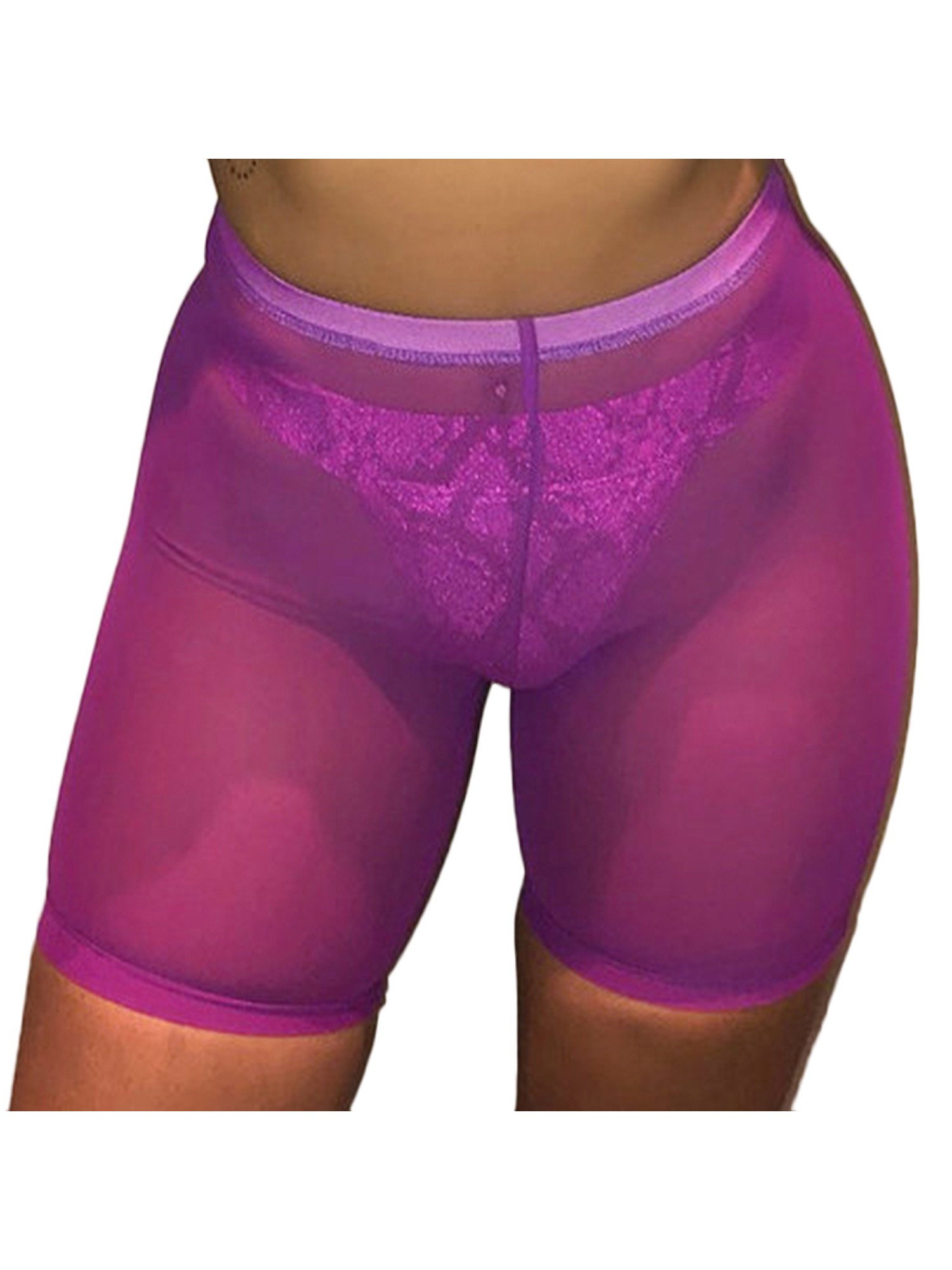 Women See Through Sheer Swimsuit Cover up Short Pant Bikini Bottom