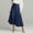 *Dark Blue, variant on Women's Linen High Waisted A Line Midi Skirt,Casual Button Front Flared Skirt for Work Black,Women's Plus M
