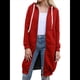 thumbnail image 2 of Sudadera con Capucha y Cremallera para Mujer, Chaqueta Informal de Larga para Otoño, Chaquetas Largas de Otoño con Bolsillos, Túnica Gran Rojo L, 2 of 9