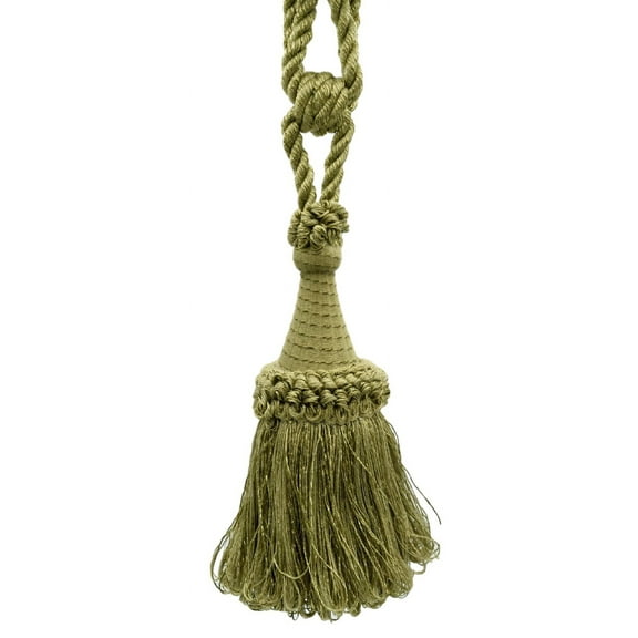 DECOPRO Decorative Curtain & Drapery Tassel Tieback Handcrafted with Victorian Design, Tassel Length 8" (20cm), Spread 30" (76cm) # TBDK8, Artichoke Green #L28 (Tan Beige Green) Sold Individually