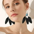 thumbnail image 5 of Womens Feather Earrings Vintage Boho Earrings Black Feather Tassel Earrings Long Feather Earrings Western Bohemian Jewelry for Women, 5 of 5