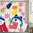 thumbnail image 1 of Whimsical Pink Christmas Shower Curtain Snowflakes & Stockings, 1 of 4