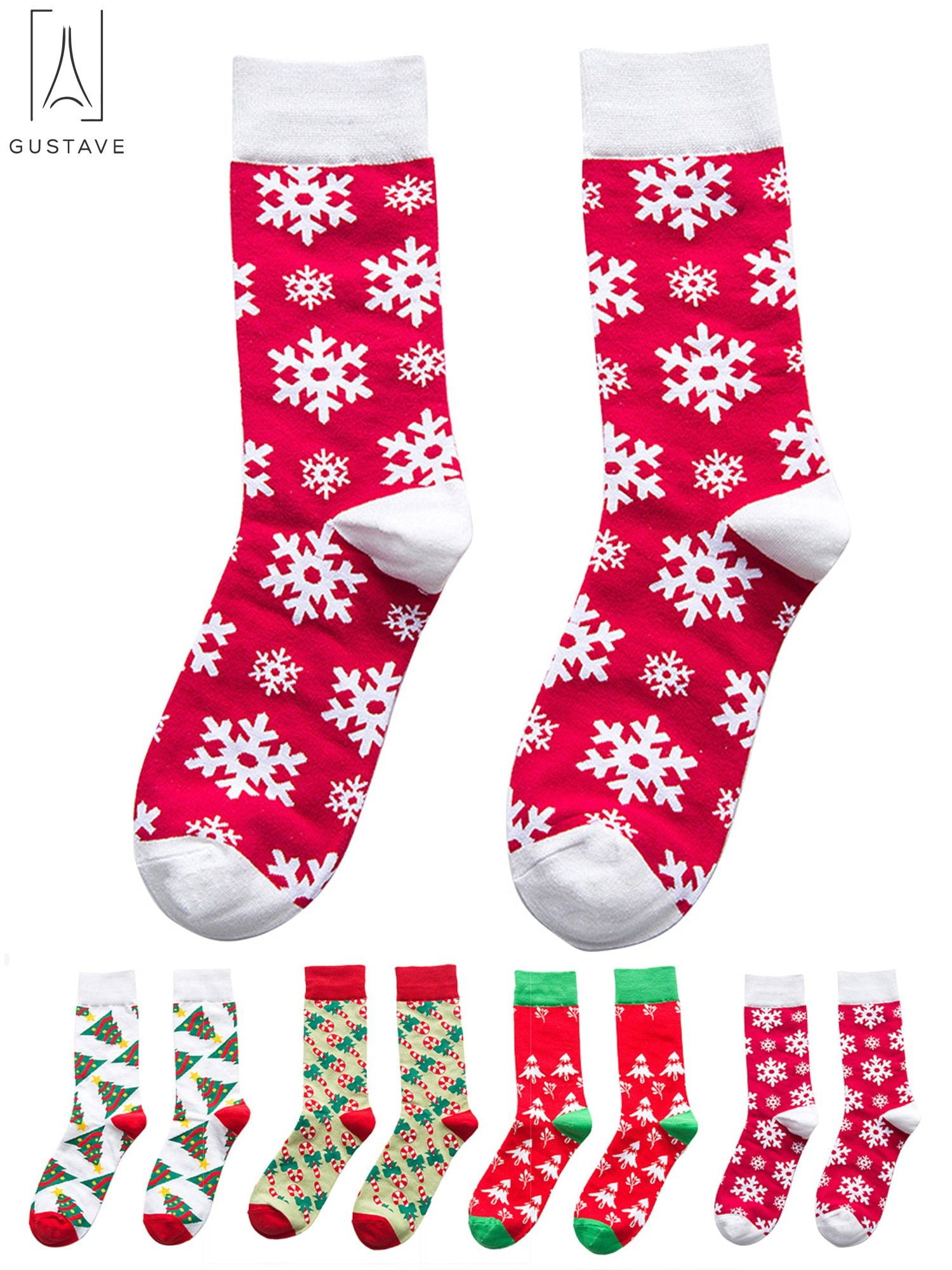 GustaveDesign Christmas Holiday Socks, Fabric Crew Socks. Warm Winter ...