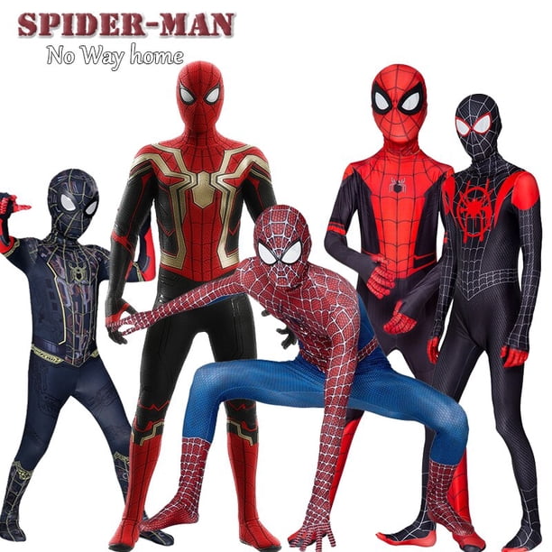 New Movie Spider Man No Way Home Cosplay Clothing Black Gold Spiderman Web Shooter Battle Suit Stretch Tights for Adult ChildSpiderman180 He Qiyong unisex