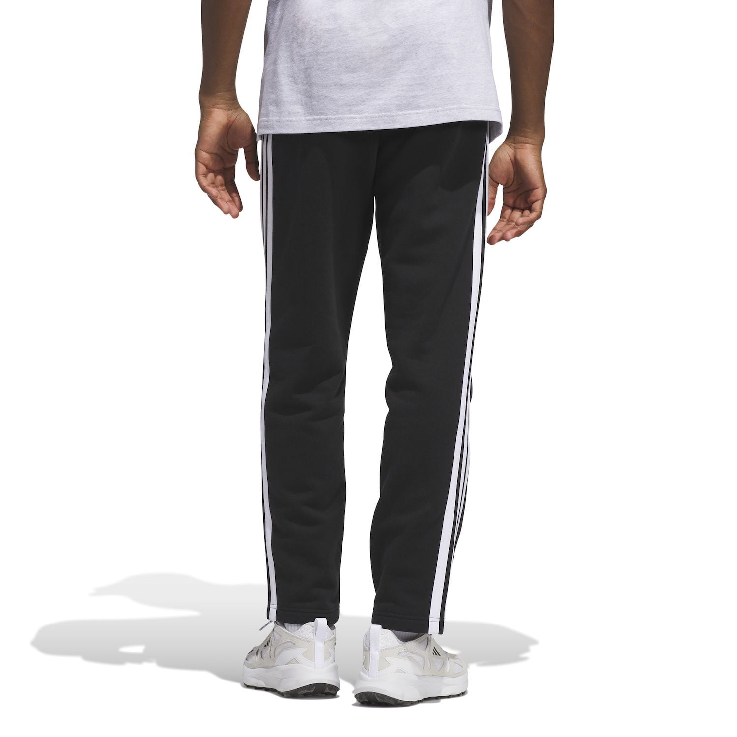 Men's adidas Essentials 3-Stripes Open Hem Fleece Pants Color: Legend Ink Size: XXL