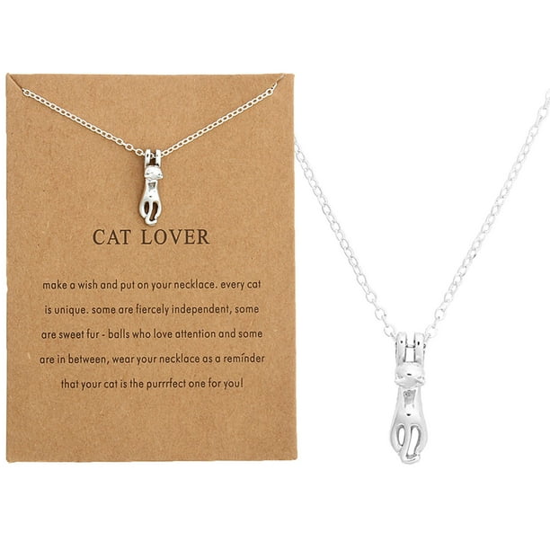 Fashion Jewelry Cute Cat Lover Collar Colgante para Mujeres Regalo para Mujeres Oro Plata Colgante Gato Collar Cadena Corta
