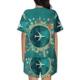 thumbnail image 4 of Womens Pajama Sets With Pocket, Around The Planet Lounge Sets Short Sleeve Sleepwear PJ Sets for Women, 4 of 6