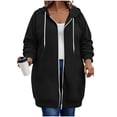 thumbnail image 3 of Women Long Zip Up Hoodie Sevevn Oversized Soft Fleece Casual Hooded Jacket Multiple Colors L-XXXXL Daily Wear, 3 of 7