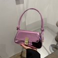 thumbnail image 2 of Bolso de hombro con diseño de cerradura elegante y sencillo con líquido debajo del hombro, bolso cuadrado pequeño con láser brillante de moda de verano para mujer, 2 of 6
