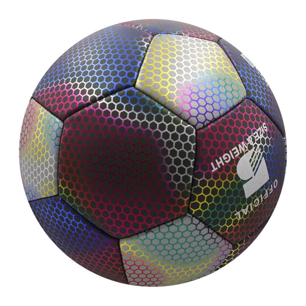 hejhncii Luminously Colorful Soccer Balls Reflective Football Glowing Standard Size Soccer