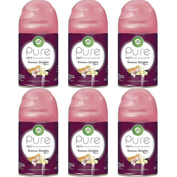 Air Wick Automatic Air Freshener Spray Refill, 6ct, Summer Delights, with White Flowers, Melon
