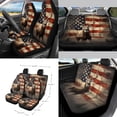thumbnail image 2 of Renewold Deer American Flag 15 PCS Car Seat Cover Full Set, with Steering Wheel Cover Seat Belt Strap Cover Trash Cans Rear View Mirror Cover Cup Coaster Keychain Air Vent Storage Bag Universal Fit, 2 of 7