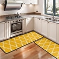 thumbnail image 3 of Kitchen Rugs Sets Of 2,Yellow Geometric Quatrefoil Pattern Anti Fatigue Kitchen Mat Rugs Non Slip Washable,Decorative Kitchen Floor Mats for Kitchen,Sink,Laundry,17"x47"+17"x47", 3 of 5