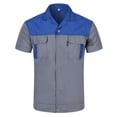 thumbnail image 4 of Fsqjgq Mens Work Shirts High Visibility T Shirt Short Sleeve Button down Reflective Construction Shirt Blouse Blue M, 4 of 4