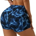 thumbnail image 2 of Sigee Blue Lightning Print Women's High Waist Workout Shorts - Squat Proof, Tummy Control, Yoga and Gym Activewear-X-Large, 2 of 9