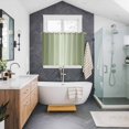 thumbnail image 3 of Sage Green Ombre Kitchen Curtains 63 Inch Length, Modern Gradient Abstract Art Grommet Top Bedroom Living Room Curtains, Light Filtering Cafe Curtain Drapes 2 Panels Set 104''x63'', 3 of 9