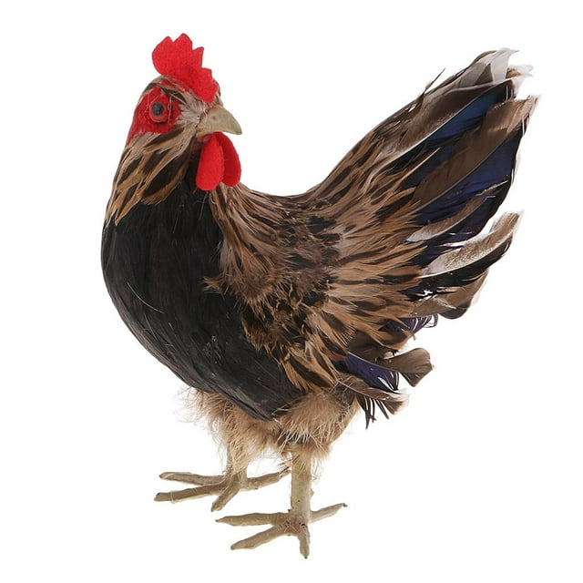 KLKCMS 9" Lightweight Hen Model Farm Lifelike Animal Figure Decoration - PVC + Feather