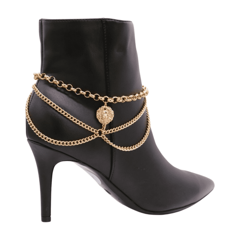 Gold Chain Heel Boots With Chains Gold Chain Ankle Chains For