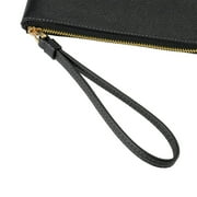 Coach Womens Small Corner Zip Crossgrain Leather Wristlet (Black)