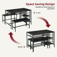 thumbnail image 4 of 3-Piece Rectangular Dining Table Set for 4 with Wine Rack, Storage Shelf and 2 Benches, Kitchen Table Set for Small Spaces, 4 of 6