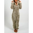 thumbnail image 5 of KelaJuan Women Thick Plush Sleeping Romper with Bear Ear Hat, Long Sleeve Zipper Hooded Jumpsuit for Autumn, Winter, 5 of 6