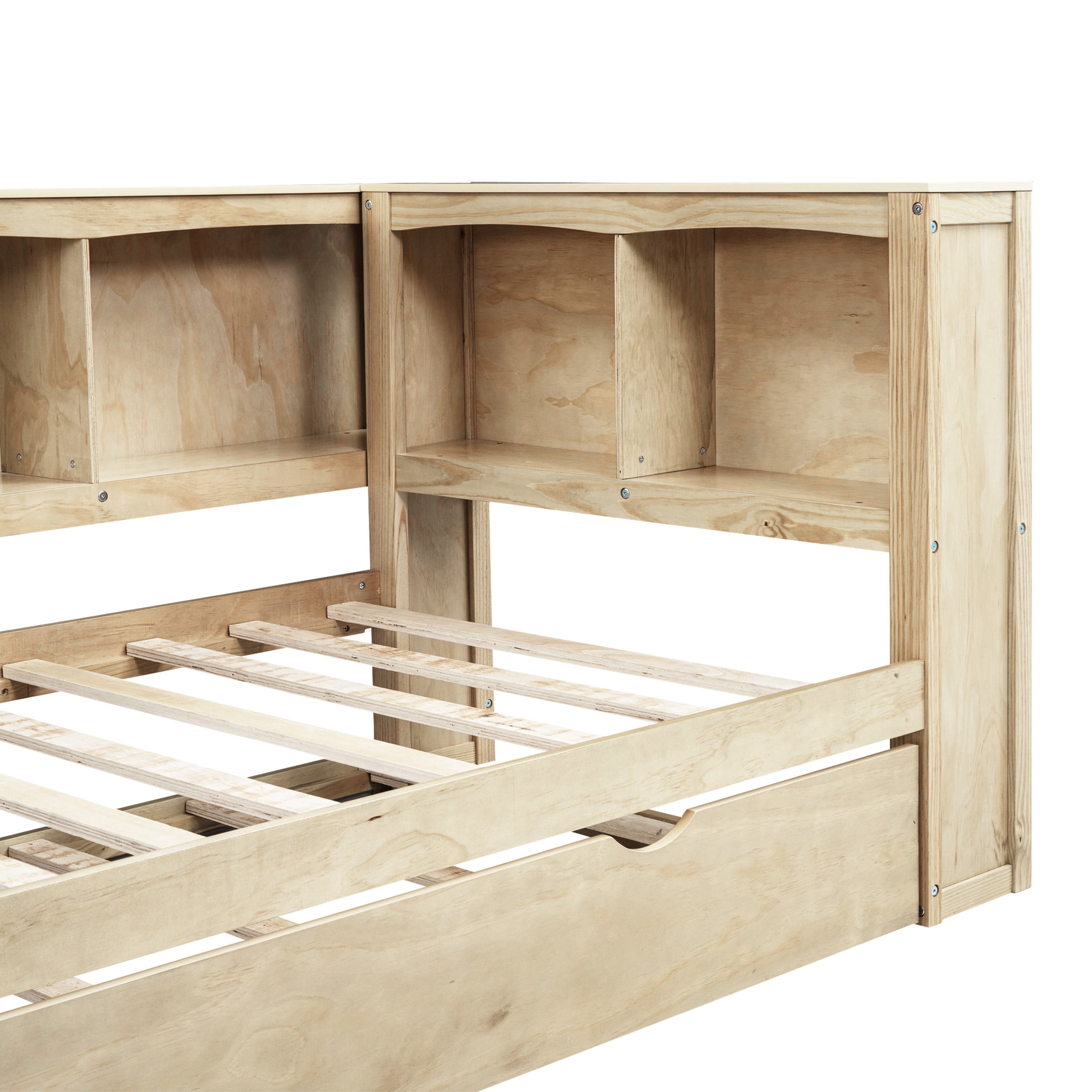 Noble House Windsor Twin Daybed with Storage Cabinets, Pull-Out Trundle and USB Charging Station, Wood