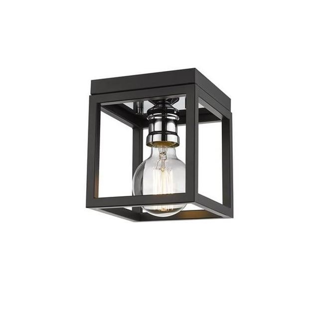 Z Lite 480F1-MB-CH 6 in. Kube 1 Light Matte Black & Chrome Flush Mount Ceiling Light