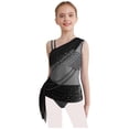 thumbnail image 1 of dPois Combinaison Asymétrique pour Filles Justaucorps de Danse Ballet Rythmique Froncé Gris 8, 1 of 7