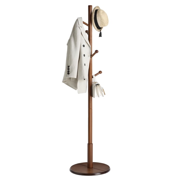 Perchero de Madera Maciza VASAGLE con 7 Ganchos Regulables