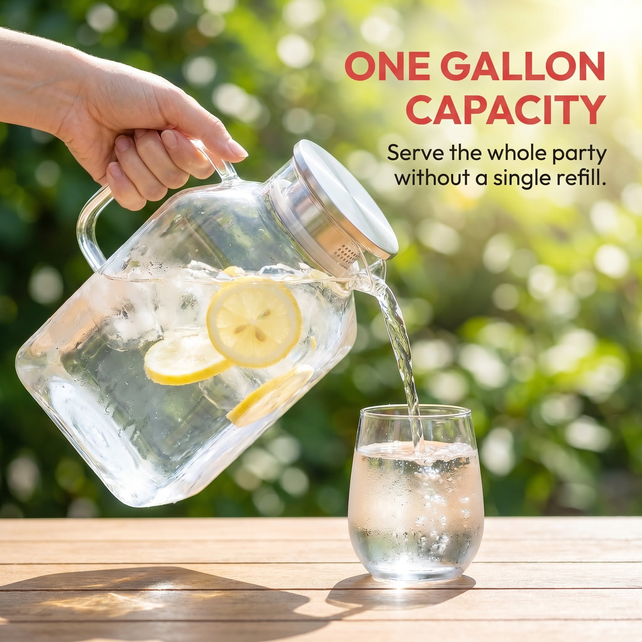 1 Gallon Square Glass Pitcher with Lid and Spout Borosilicate Glass Carafe for Hot/Cold Drink Water Pitcher with Handle for Fridge Large Jug for Iced Tea Coffee Juice Beverage