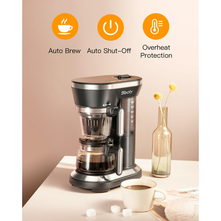 Automatic Grind and Brew Coffee Machine with 12oz Glass Coffee Pot
