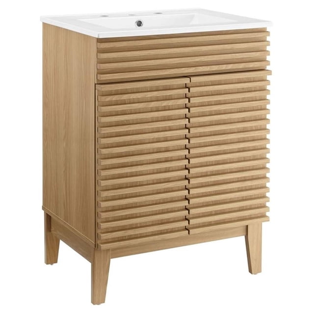 Modway Meuble-Lavabo de Salle de Bain en Bois de Style Moderne Render en Chêne et Blanc