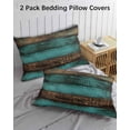 thumbnail image 3 of Vintage Teal Stripe Pillow Covers Standard Size 2 Pack, Farmhouse Shabby Turquoise Soft Bed Throw Pillowcases Breathable Cooling Long Lumbar Body Pillow Sham Cover for Bed Sofa 20''x26'', 3 of 7