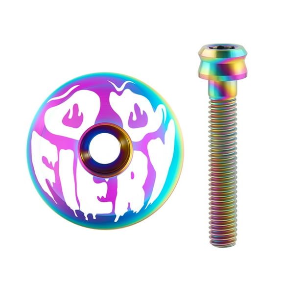Titanium Mountain Bicycle Headset Top Cover 1 1/8 Inch, Front Fork Stem Top Caps Bowl, Road Bike Stem Cover with Bolts