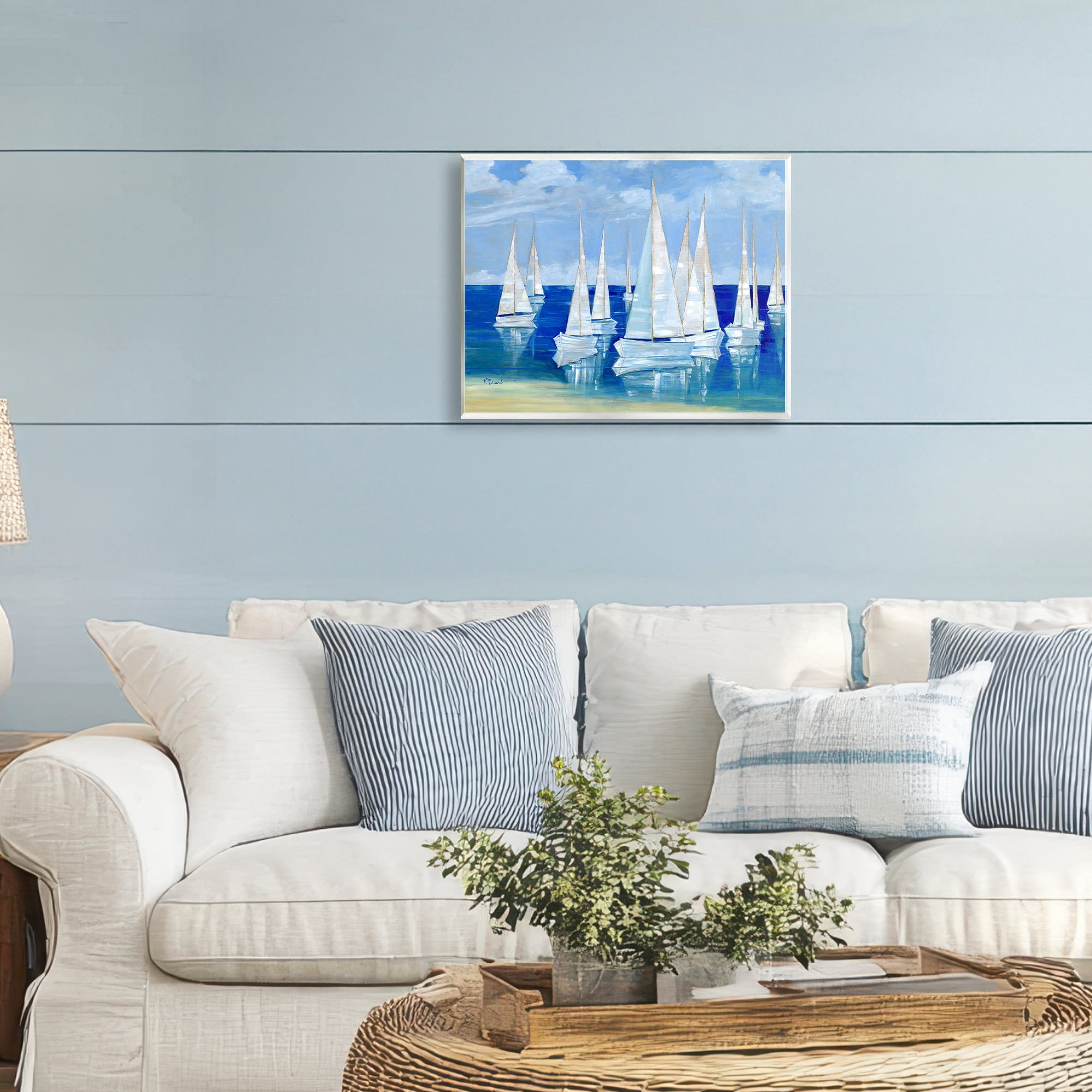 Stupell Industries Blanco Beach Sailboats Wall Plaque Art, design by Paul Brent