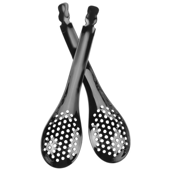 Small Slotted Spoon Set of 2 in Black Stainless Steel for Home Use Portable and 6.5 inches