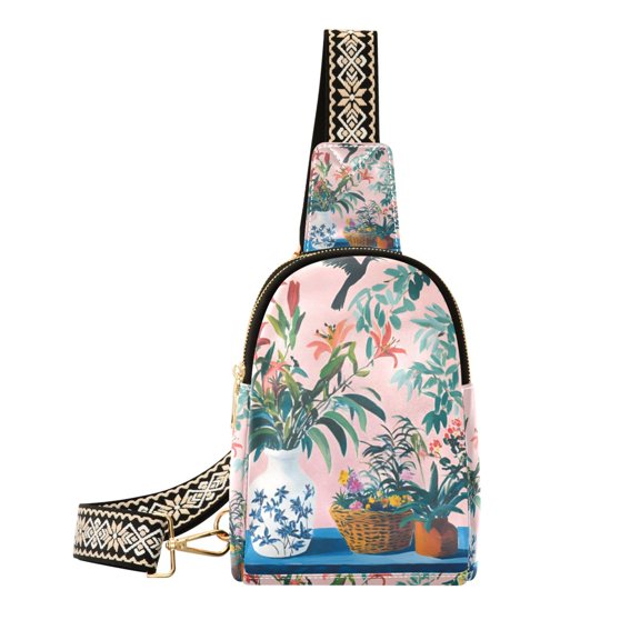 FORMRS Womens Crossbody Sling Bag Travel Daypack Shoulder Chest Backpack, Vibrant Flowers