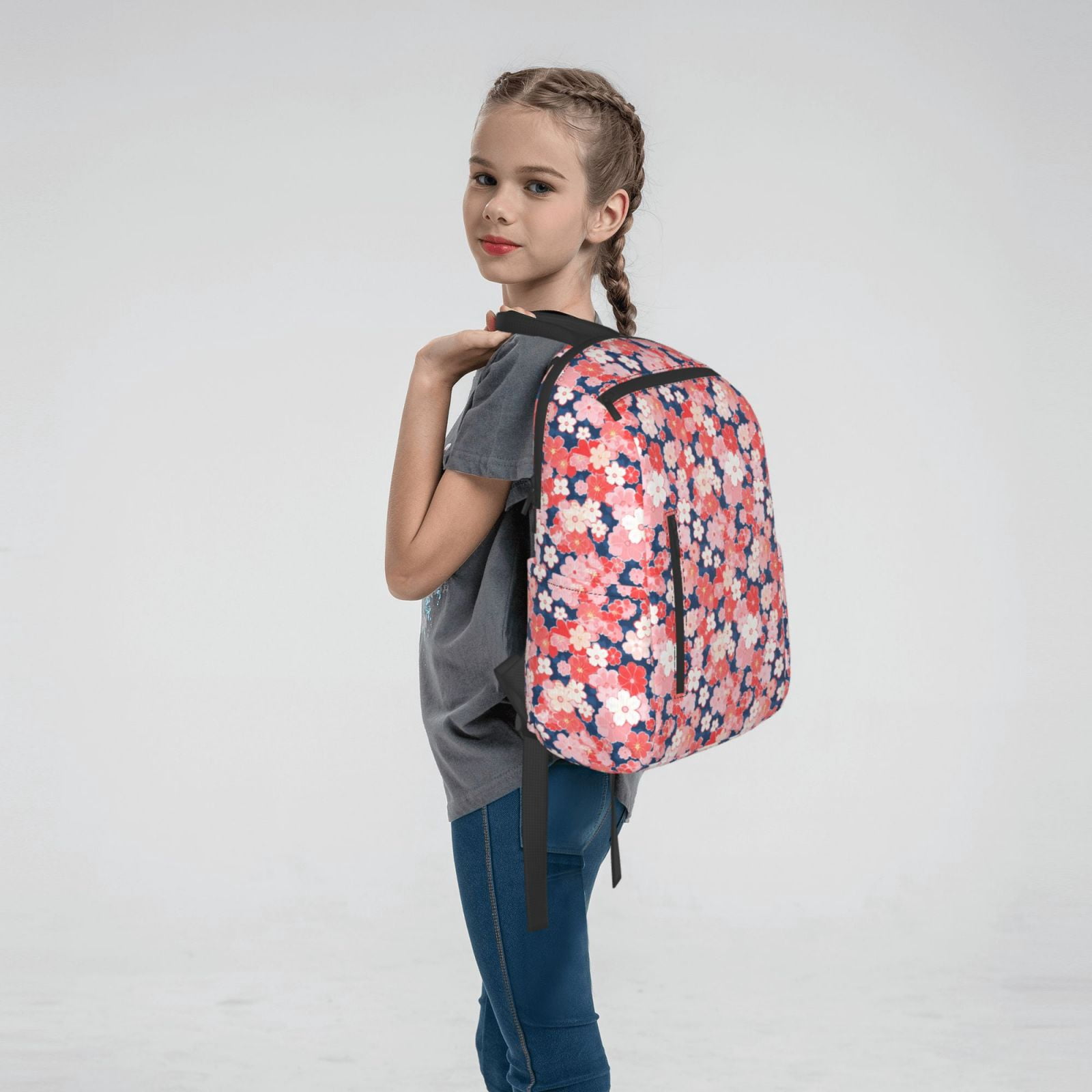 Defioc Japanese Cherry Blossoms Pattern Travel Laptop Backpack,Lightweight Backpack Travel Hiking Daypack Backpack Work Bag for Men Women