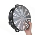 thumbnail image 6 of 8-Inch Radiant Tambourine Handbell, Wooden Hand Drum with Double Row Jingles and Reflective Drum Head, Musical Percussion Instrument, 6 of 7