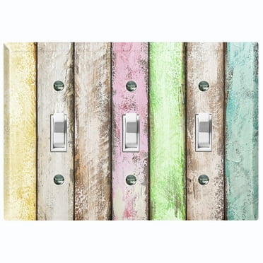 Metal Light Switch Plate Outlet Cover (Image Of Colorful Wooden Fence FEN001)