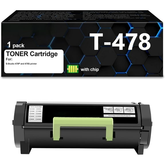 T-478 T478E 6B000000856 Black Toner Cartridge with Chip Replacement for Toshiba T-478PE-R T-478PER T478PER E-Studio 478P 478S Printers （1Pack）