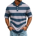 thumbnail image 3 of Havenx Stripes Golf Polo Shirts for Men Short Sleeve 3 Buttons Shirts Collared Fast Dry T Shirt Classic Fit Summer Work Business Tops,Royal Blue M, 3 of 6