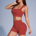 thumbnail image 2 of TOWED22 Women 2 Piece Workout Sets Padded Low Impact Yoga Tops High Waisted Biker Shorts(Red,S), 2 of 4