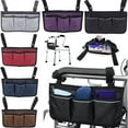 thumbnail image 2 of LQCrafK Wheelchair Armrest Pouch Organizer Wheelchair Side Bag with 3 Pockets for Electric Wheelchairs Scooter Walker Accessories, 2 of 7